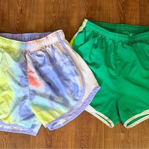 Women’s Nike Athletic Shorts - 2 Pair - Sz. Small - Green & Multi Color- Dri-Fit